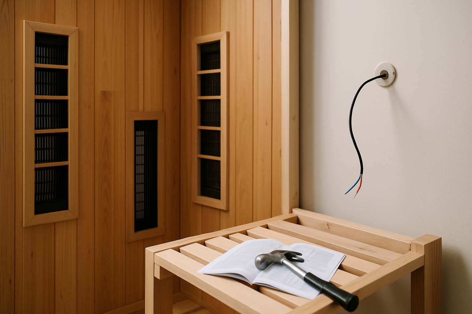 Aufbau einer Infrarotsauna im modernen Badezimmer