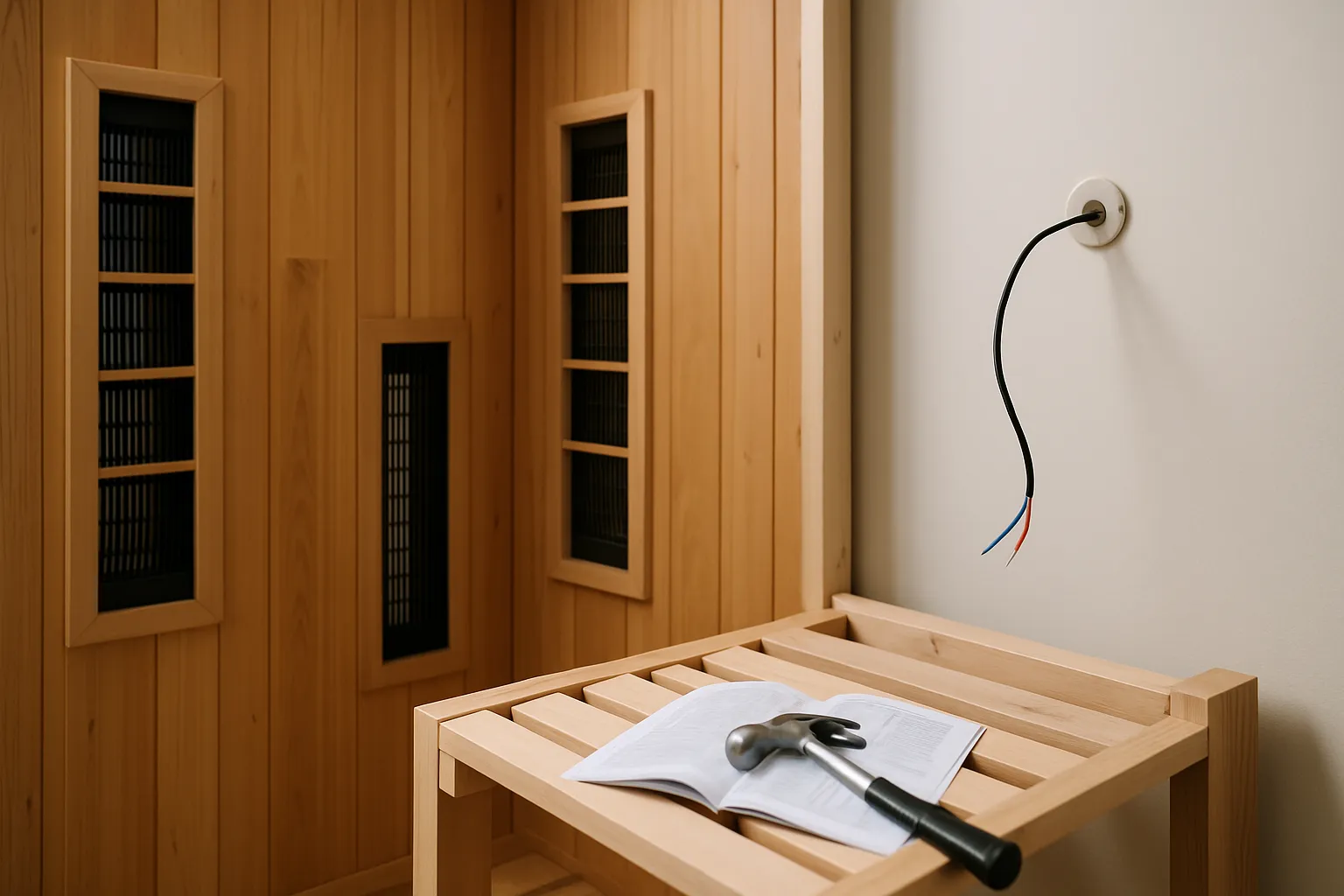 Aufbau einer Infrarotsauna im modernen Badezimmer